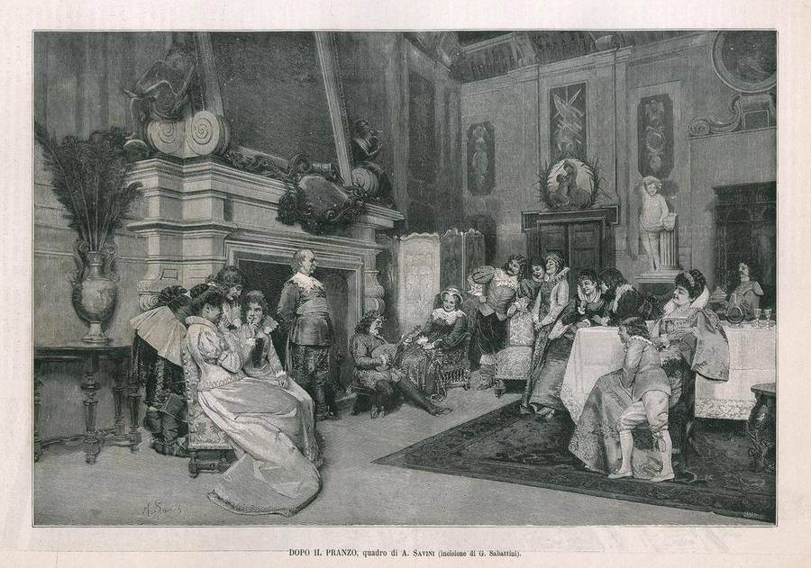dopo-il-pranzo-quadro-di-a-savini-incisione-di-g-sabattini